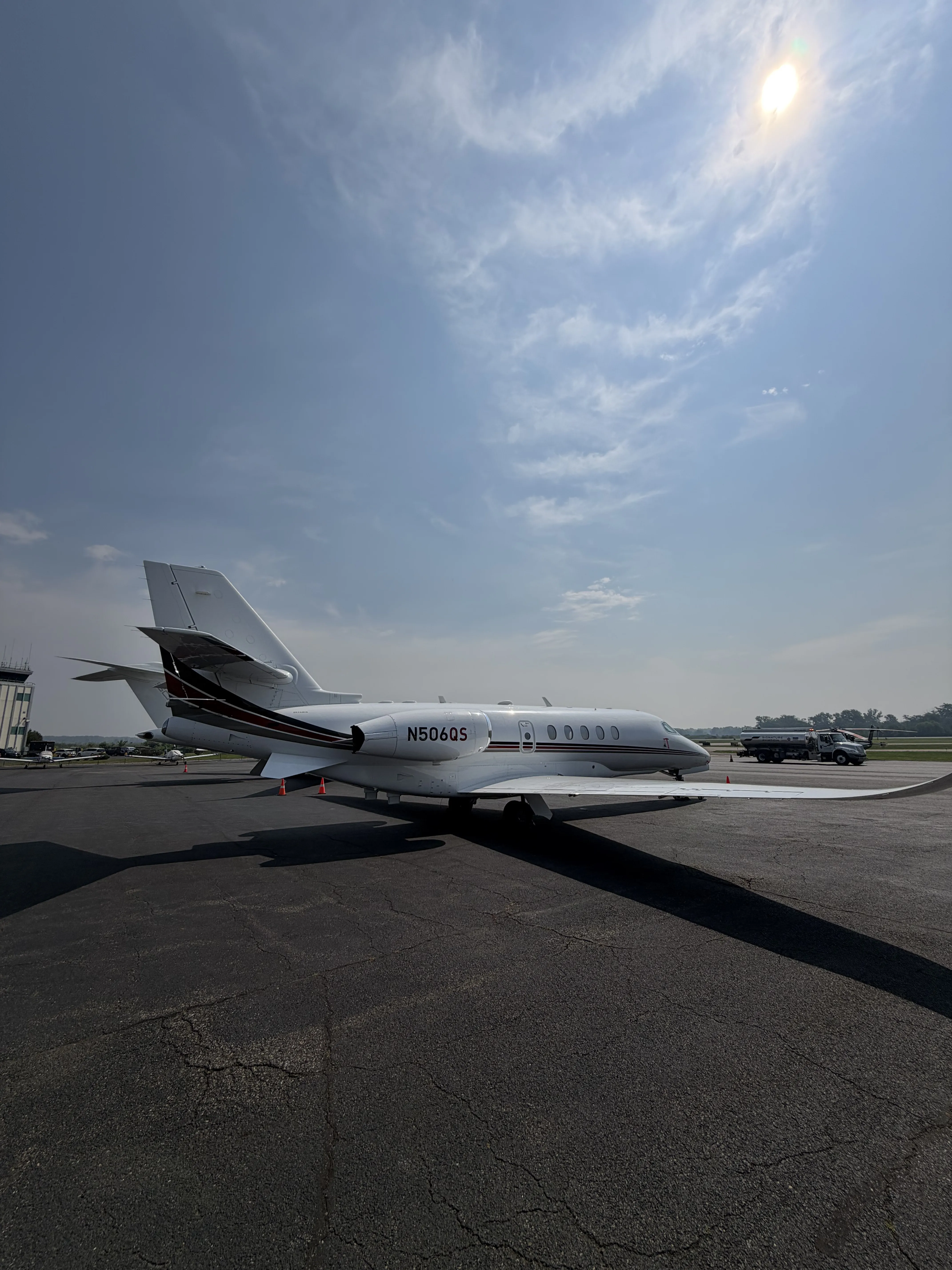 Business jet exterior on the ramp, supplied by Aero Precision Detailing